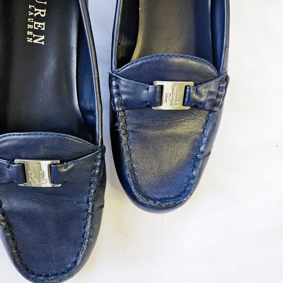 Lauren Ralph Lauren Careigh Navy Blue Driving Loafers Size 8B - Picture 2 of 4